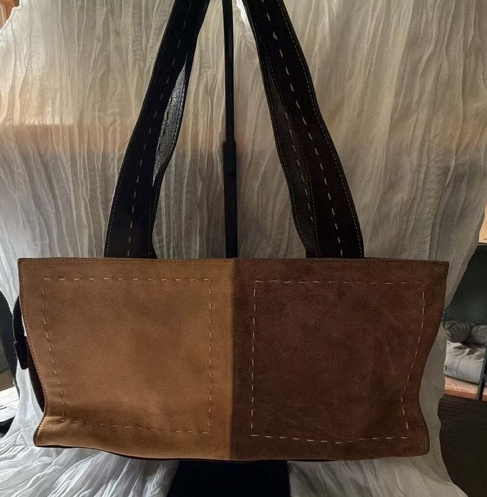Maxx New York Two-Tone Suede Shoulder Bag